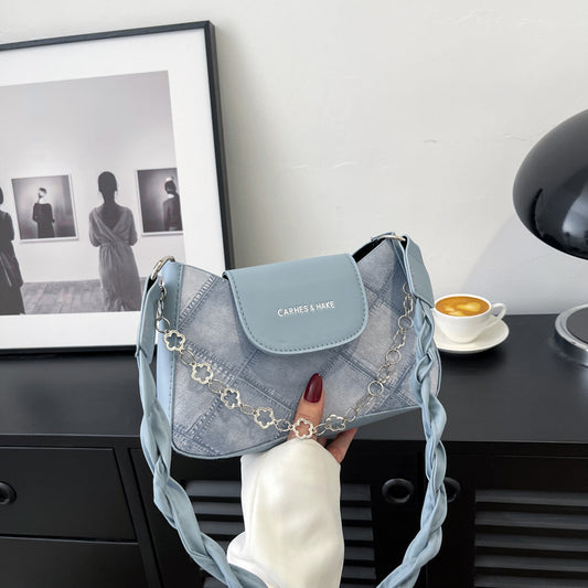 Sac à bandoulière carré à imprimé rhombique simple et tendance pour femme