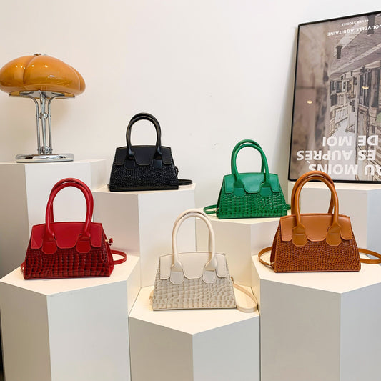 Sac à bandoulière tendance à motif pierre de couleur unie