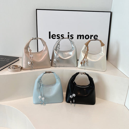 Sac à main en PU avec fermeture éclair et boucle en métal pour femme, style décontracté et tendance