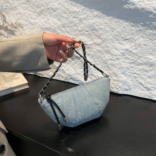 Sac à bandoulière en jean à fermeture éclair tendance