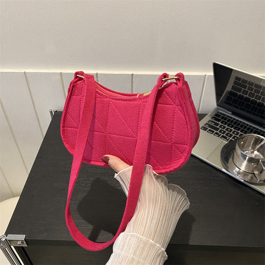 Sac à bandoulière à fermeture éclair et couture carrée pour femme, couleur unie