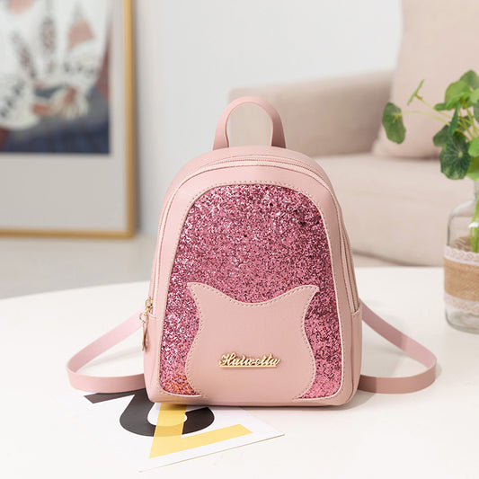 Women Fashion Sequin Cat Backpack