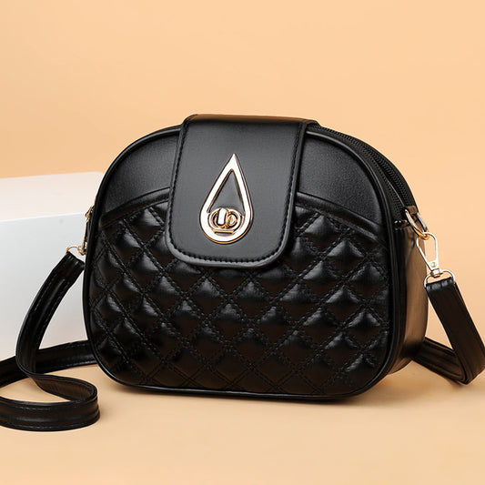 Sac bandoulière semi-rond en PU pour femme avec fermoir diamant