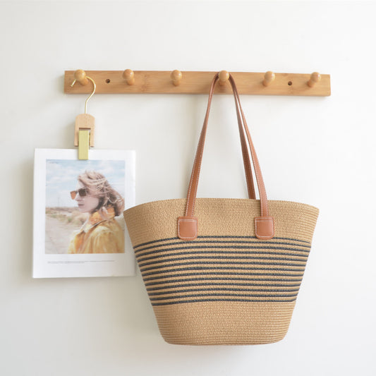 Women Fashion Casual Vacation Beach Straw Woven Large Capacity Shoulder Bag