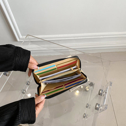 Women Fashion Diamond Indentation Long Coin Purse