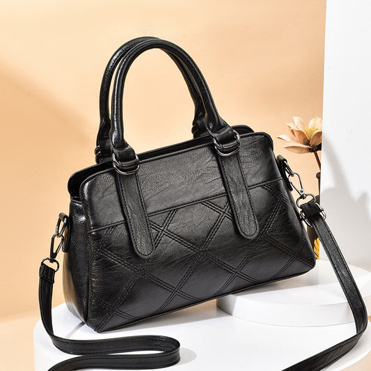 Sac à main décontracté vintage en PU pour femme, grande capacité, motif rhomboïde