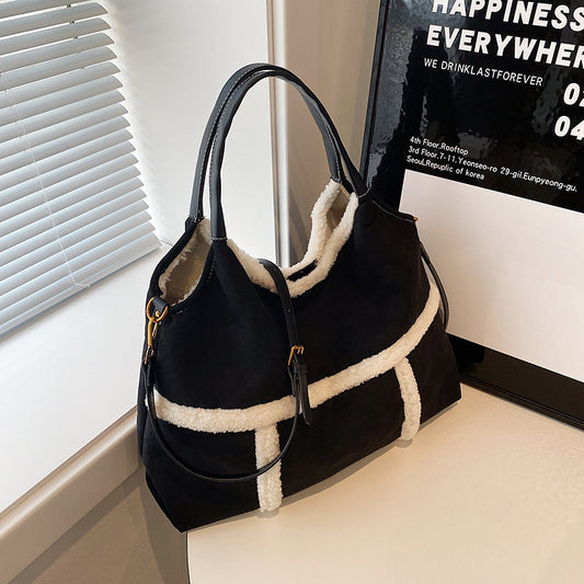 Autumn Winter Women Fashion Vintage Suede Large Capacity Shoulder Bag