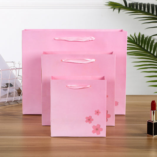 Fashion Pink Flower Printing Gift Shopping Packaging Bag
