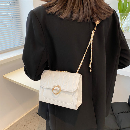 Sac à bandoulière vintage à chaîne de couleur unie