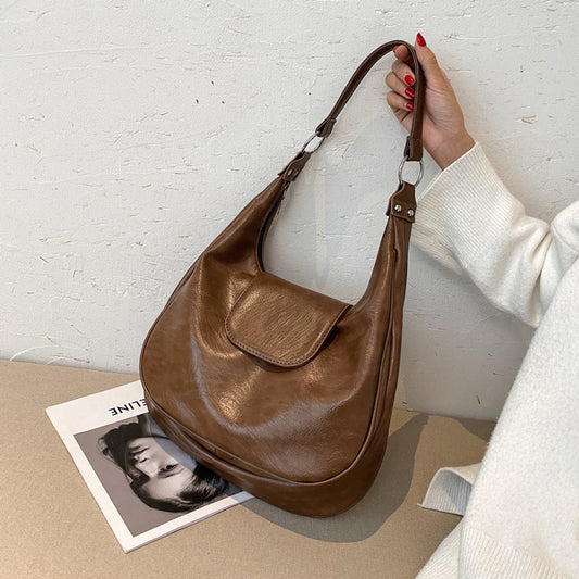 Sac à bandoulière vintage couleur unie pour femme