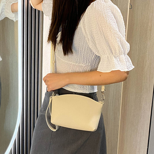 Sac à bandoulière simple et tendance pour femme, couleur unie, avec fermeture éclair