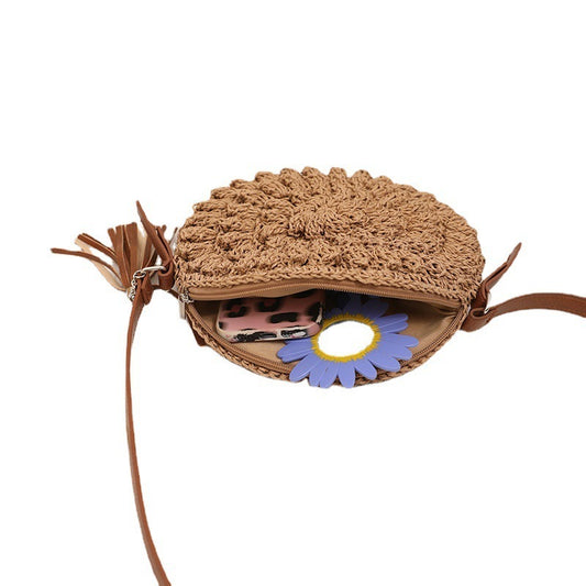 Bohemian Style Beach Holiday Round Woven Shoulder Bag