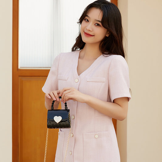 Mini sac messager tendance couleur unie avec cadenas pour femme