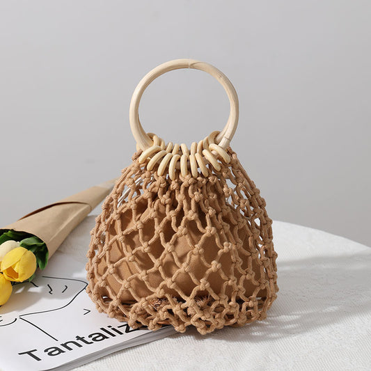 Sac fourre-tout bohème en paille tissée pour les vacances et la plage
