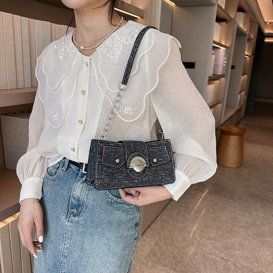 Women Fashion Casual Denim Stitching Canvas Shoulder Bag