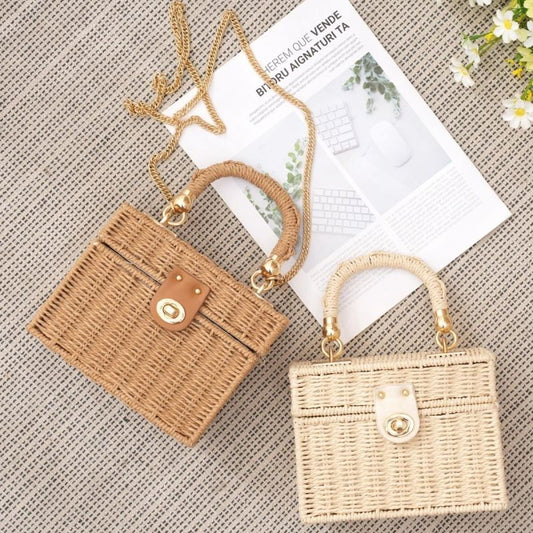 Fashionable Square Straw Woven Handbag