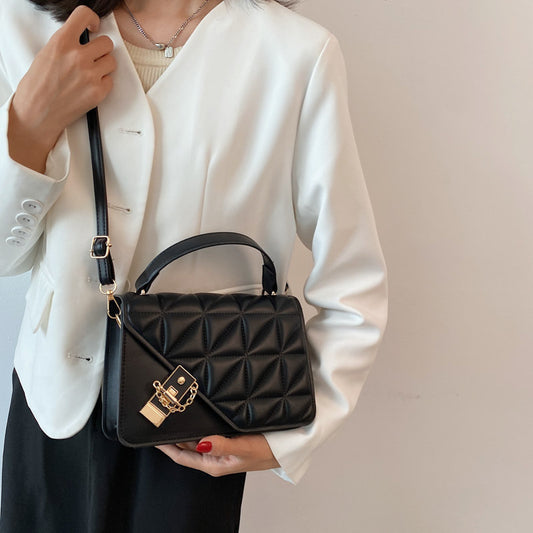 Retro Solid Color Plaid Simple Shoulder Bag