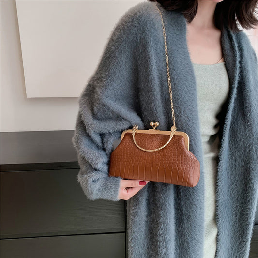 Sac à bandoulière rétro à chaîne pour femme, style antique, à clip