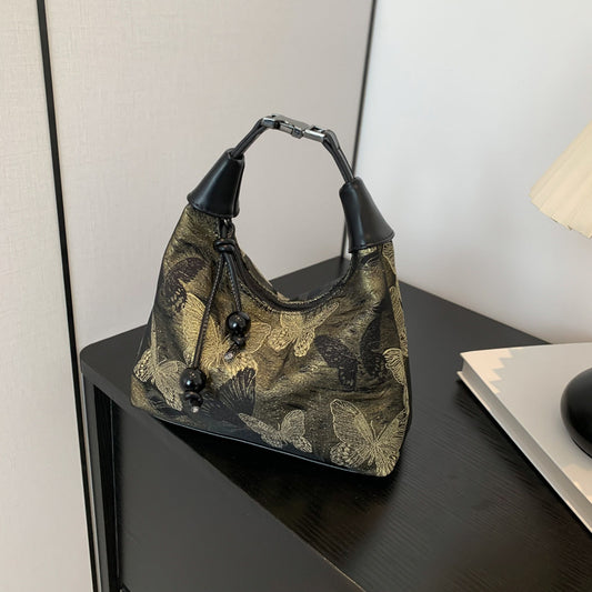 Vintage Butterfly Embroidered Crossbody Bag