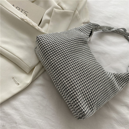 Sac à bandoulière tendance avec fermeture éclair et strass pour femme