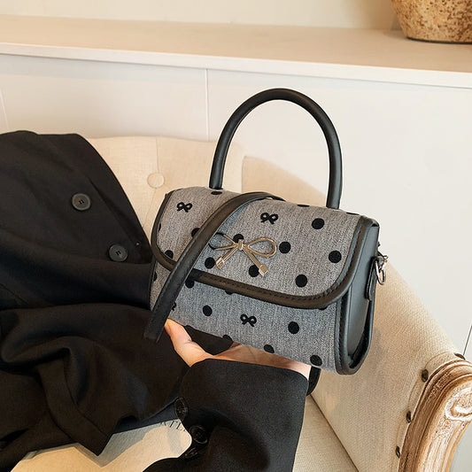Women Fashion Elegant Bowknot Dot Magnetic Buckle Crossbody Bag