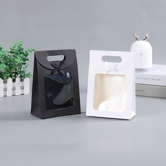 Sac cadeau transparent à rabat avec nœud créatif et simple