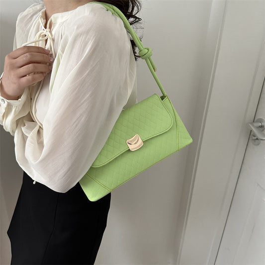 Sac à bandoulière en PU à rabat rhomboïde de couleur unie pour femme