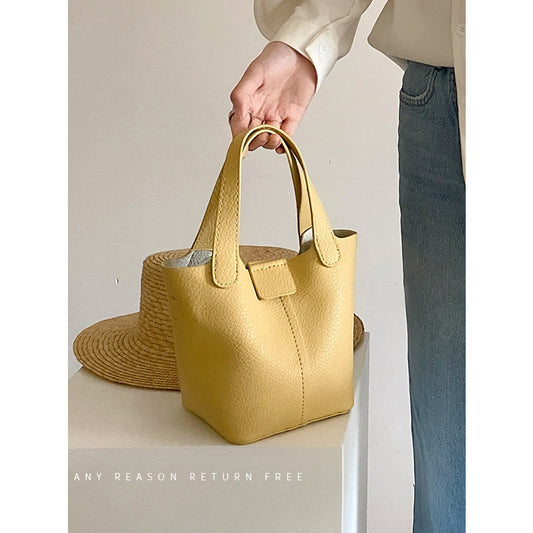 Women Fashion Solid Color Bucket Tote Bag
