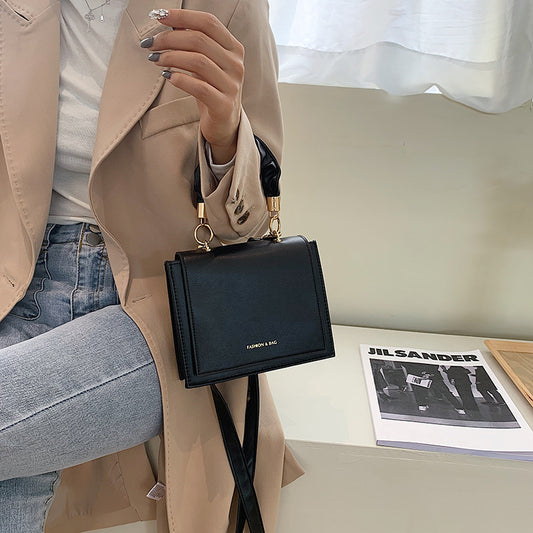 Sac à bandoulière carré à rabat en PU pour femme, couleur unie, tendance