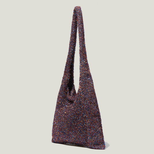 Women Fashion Casual Large Capacity Soft Solid Color Knitted Shoulder Bag