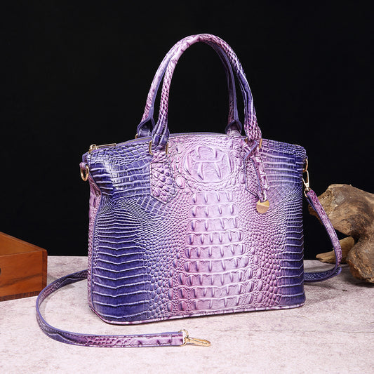 Women Vintage Crocodile Print Large Capacity Square Handbag