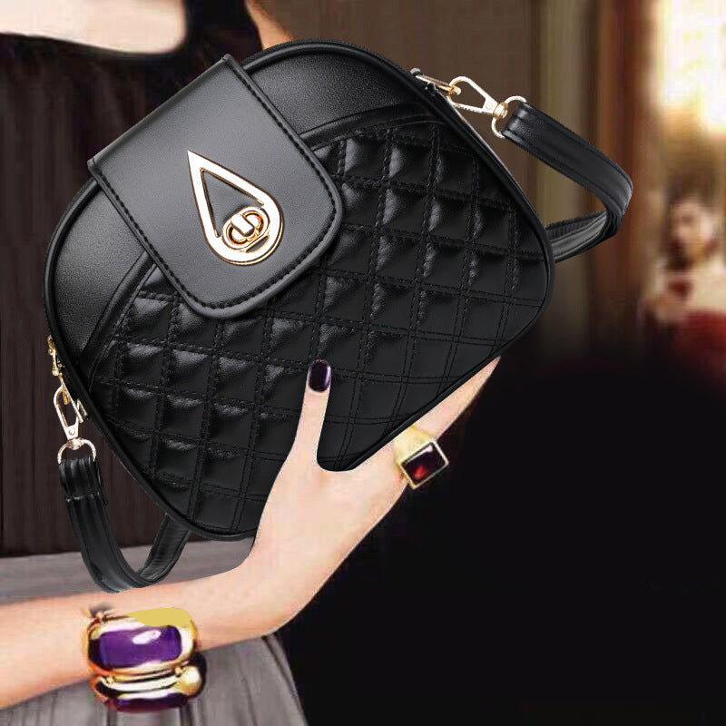 Sac bandoulière semi-rond en PU pour femme avec fermoir diamant