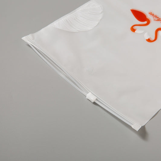 Translucent Frosted Cygnet Feather Printing Zipper Storage Gift Clothing Packaging Bag