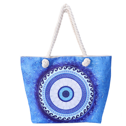 Women Casual Large Capacity Evil Eye Canvas Bag