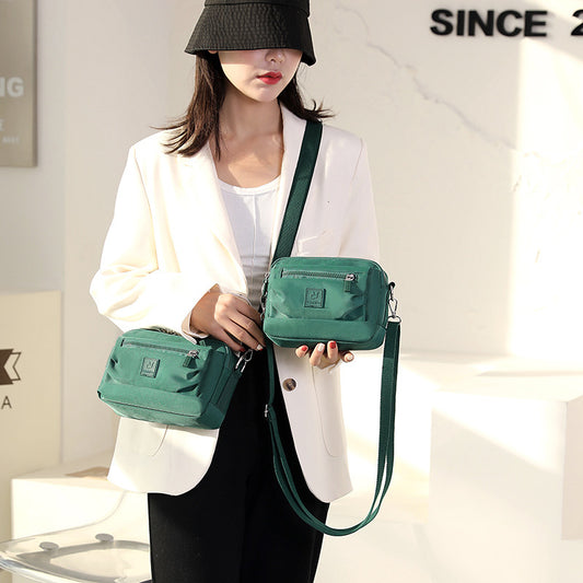 Women Fashion Casual Solid Color Zipper Crossbody Nylon Waterproof Bags