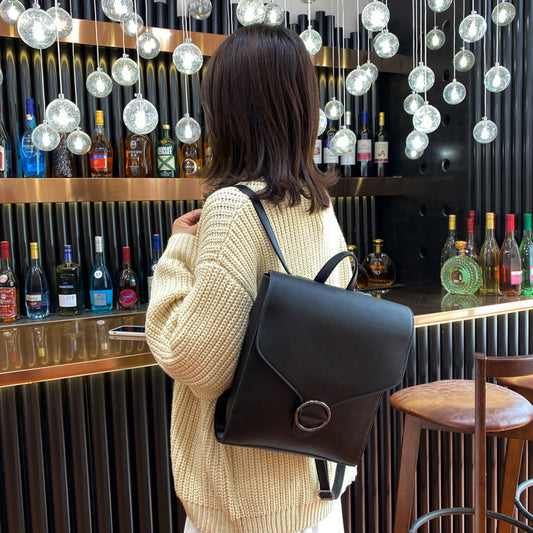 Women Vintage Solid Color Square Backpack