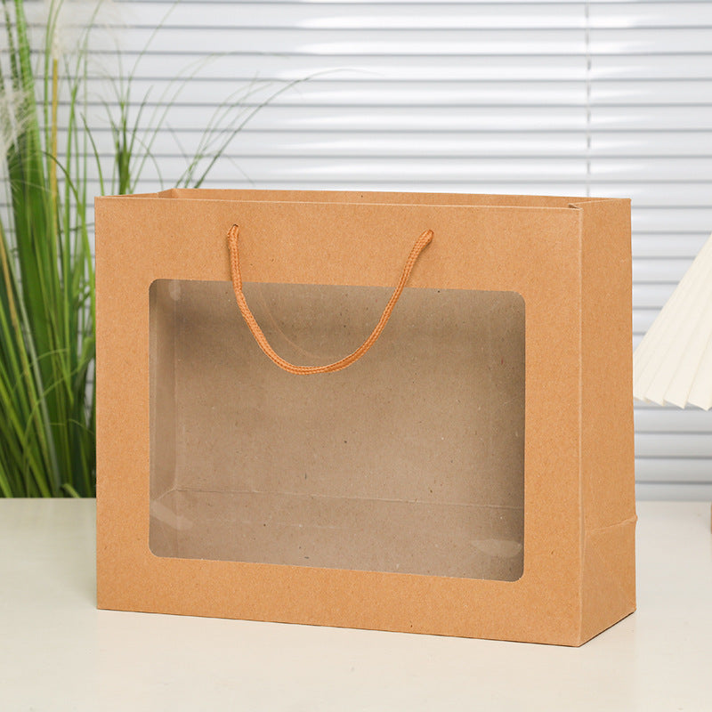 Sac d'emballage cadeau en papier kraft transparent, simple et créatif