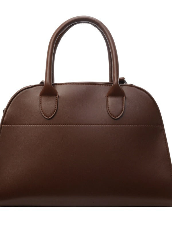 Sac à bandoulière rétro couleur unie pour femme, grande capacité, avec poignée en PU