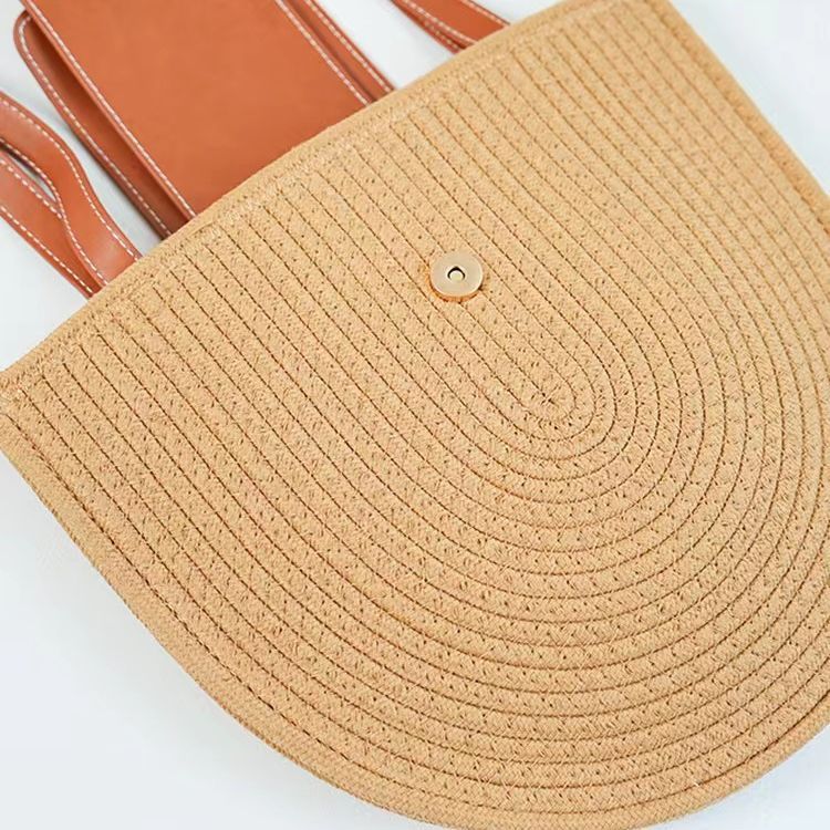 Sac à bandoulière en coton tissé de grande capacité de style pastoral pour les vacances