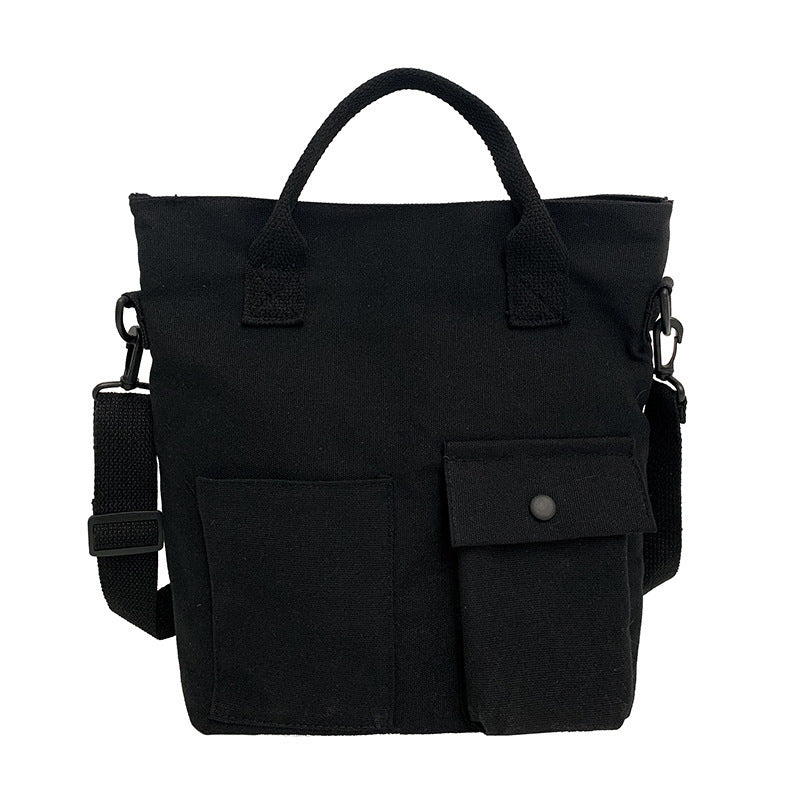 Women Casual Basic Pocket Design Large Capacity Canvas Crossbody Bag