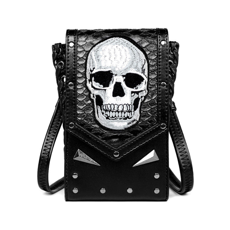 Sac banane tendance en PU avec rivets et tête de mort pour femme
