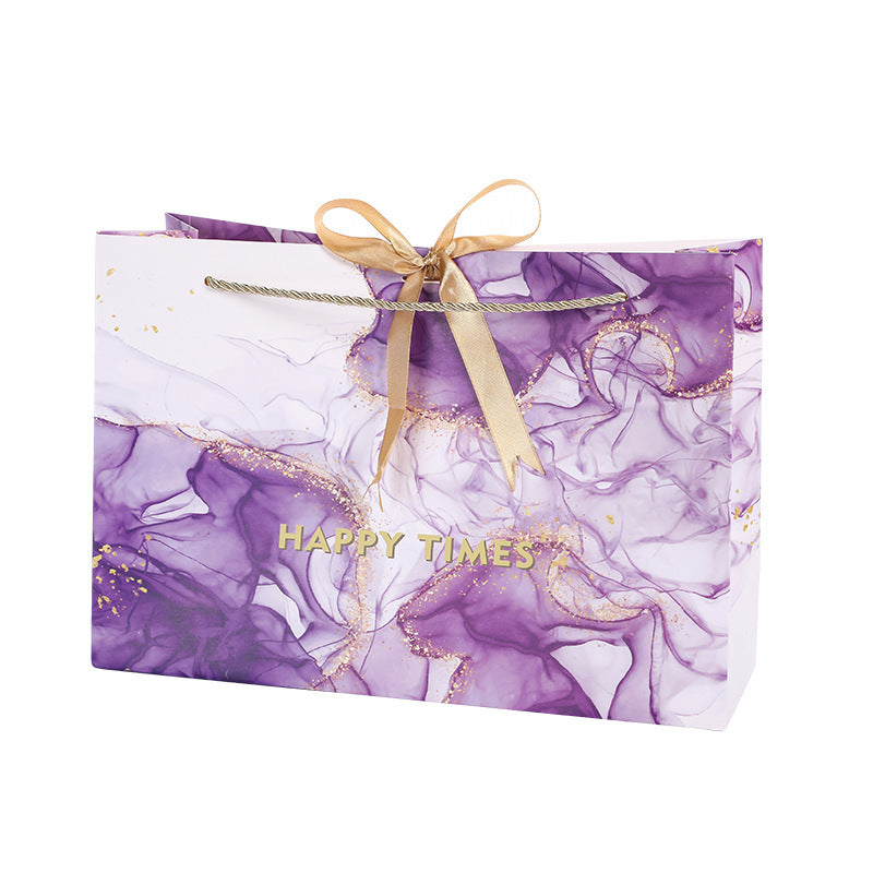 Sac en papier imprimé violet tendance pour courses