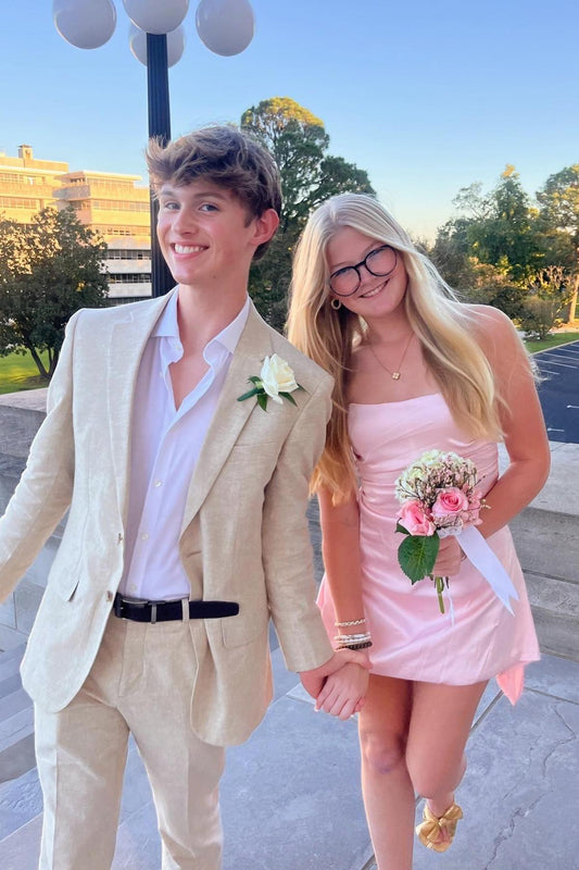 Strapless Pink Mini Cocktail Dress Short Prom Dresses