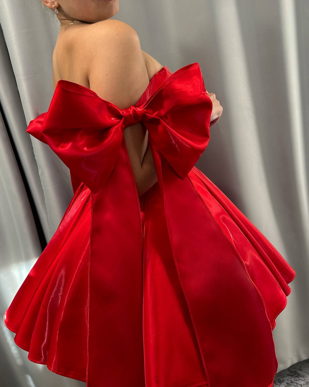 Short Red Prom Dresses Strapless Ball Gown Cocktail Dress