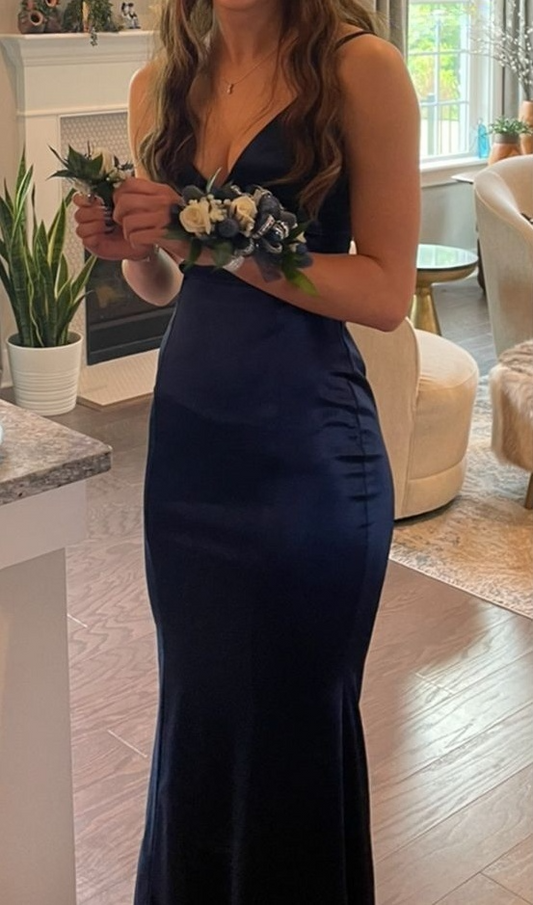 Navy Blue Prom Dress Evening Gown Woman Elegant