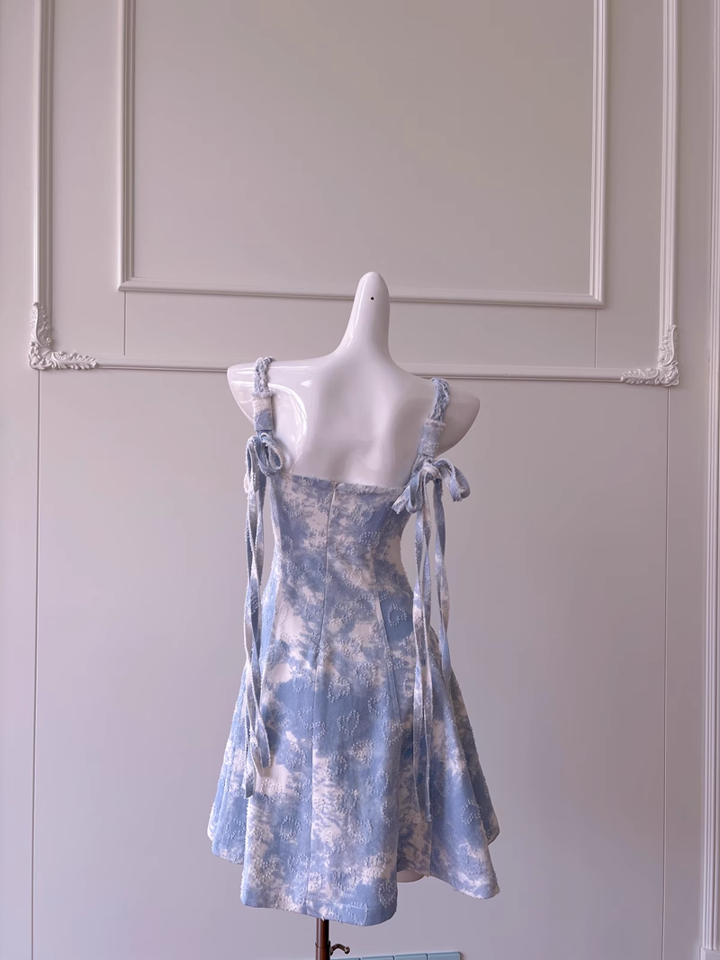 New Simple Blue Applique Spaghetti Strap A-line Short Homecoming Dresses TP3919