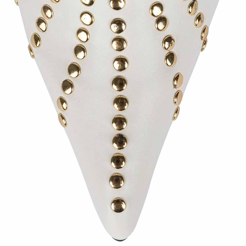 Women's Pointed Toe Gold Studded Stiletto Heels D'Orsay White Pumps