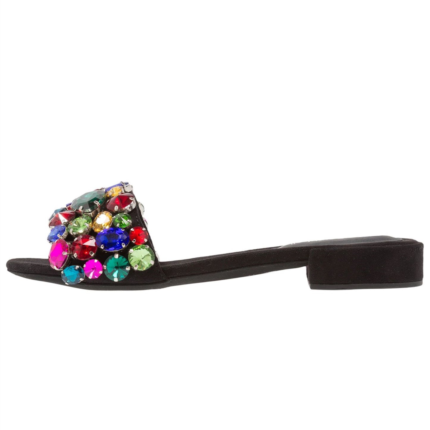 Colorful Rhinestone Women's Slide Sandals Open Toe Flats
