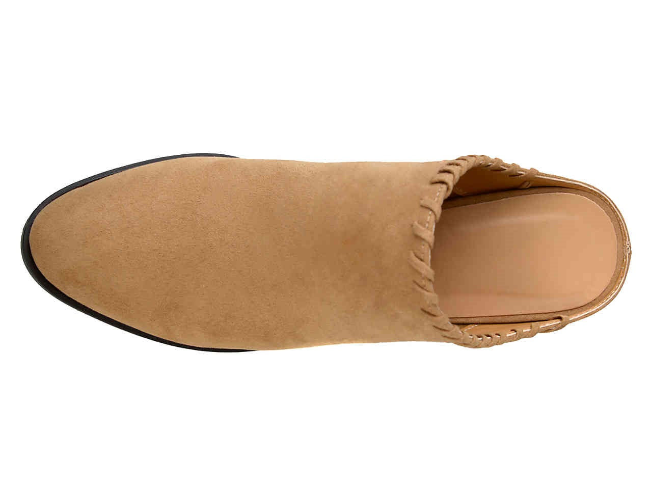 Women's Tan Vegan Suede Vintage Chunky Heels Mules Shoes