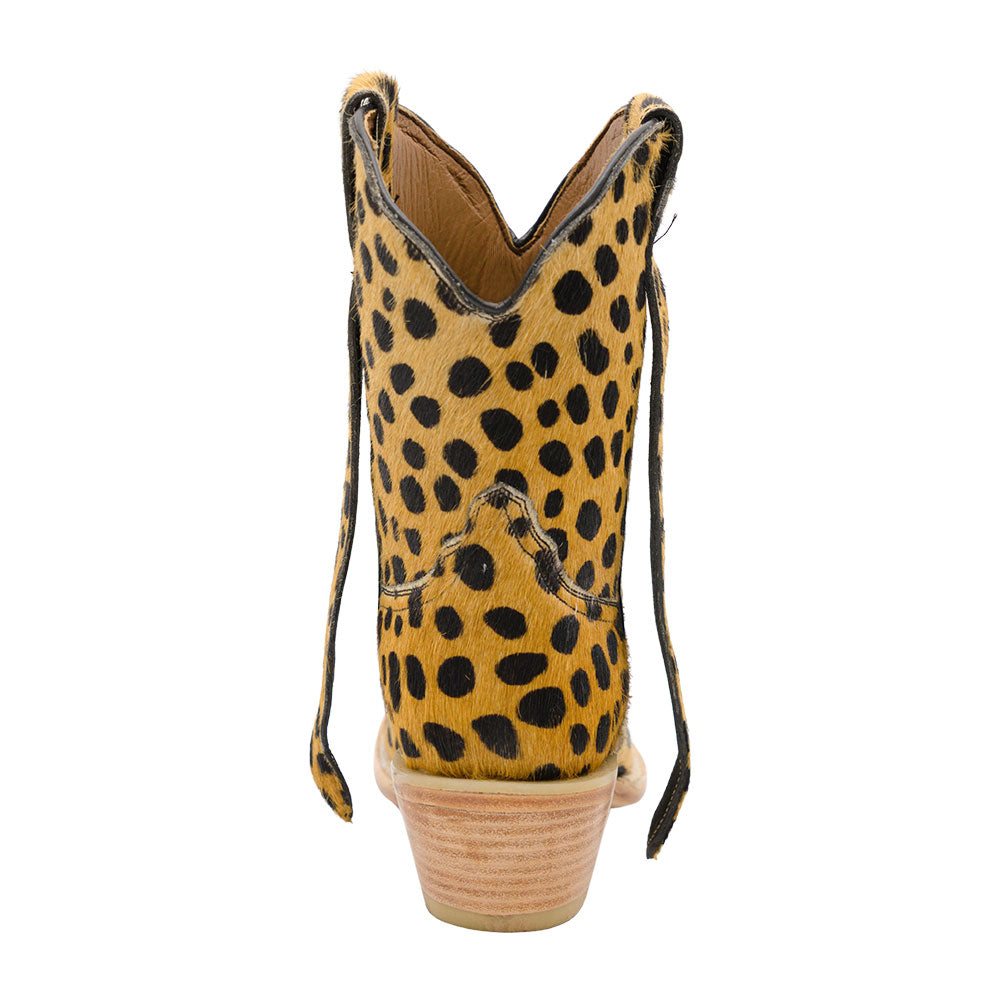 Yellow Faux Suede Snip Toe Polka Dot Short Western Boots for Women